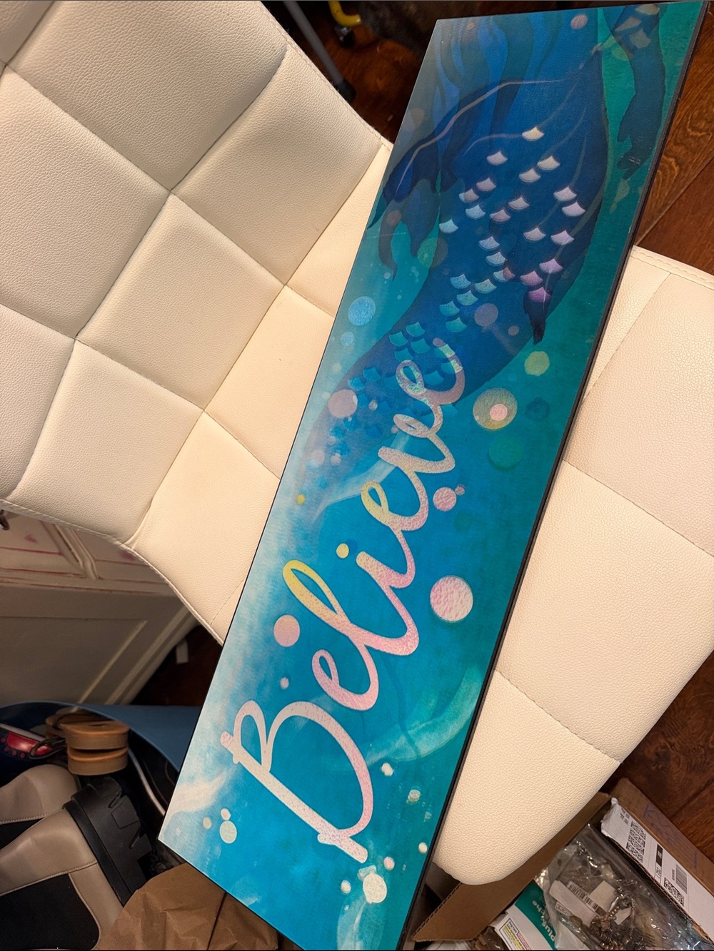 Hobby Lobby Teal and Blue 'Believe' Wall Art